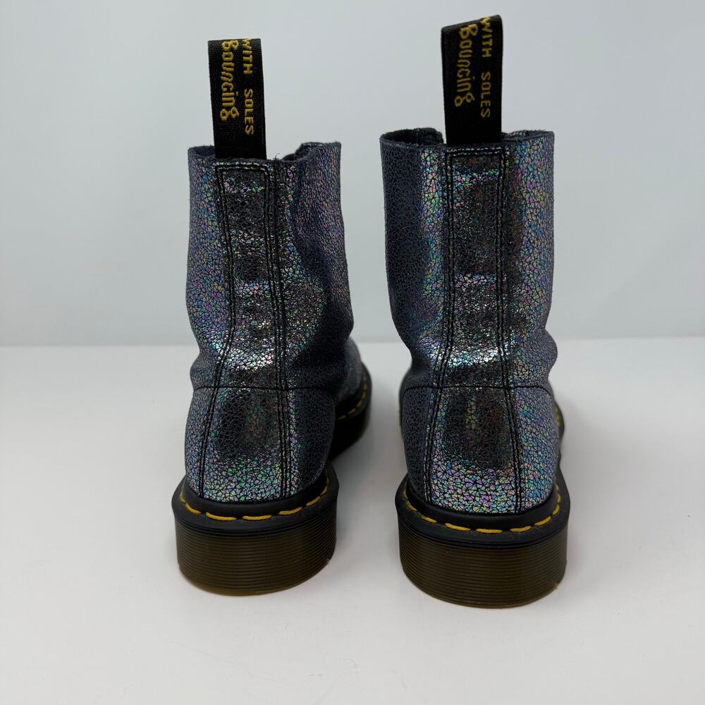 Dr Martens Boots Women's 7 Gray Metallic Iridescent Pascal AW004 SK06S - Picture 7 of 14